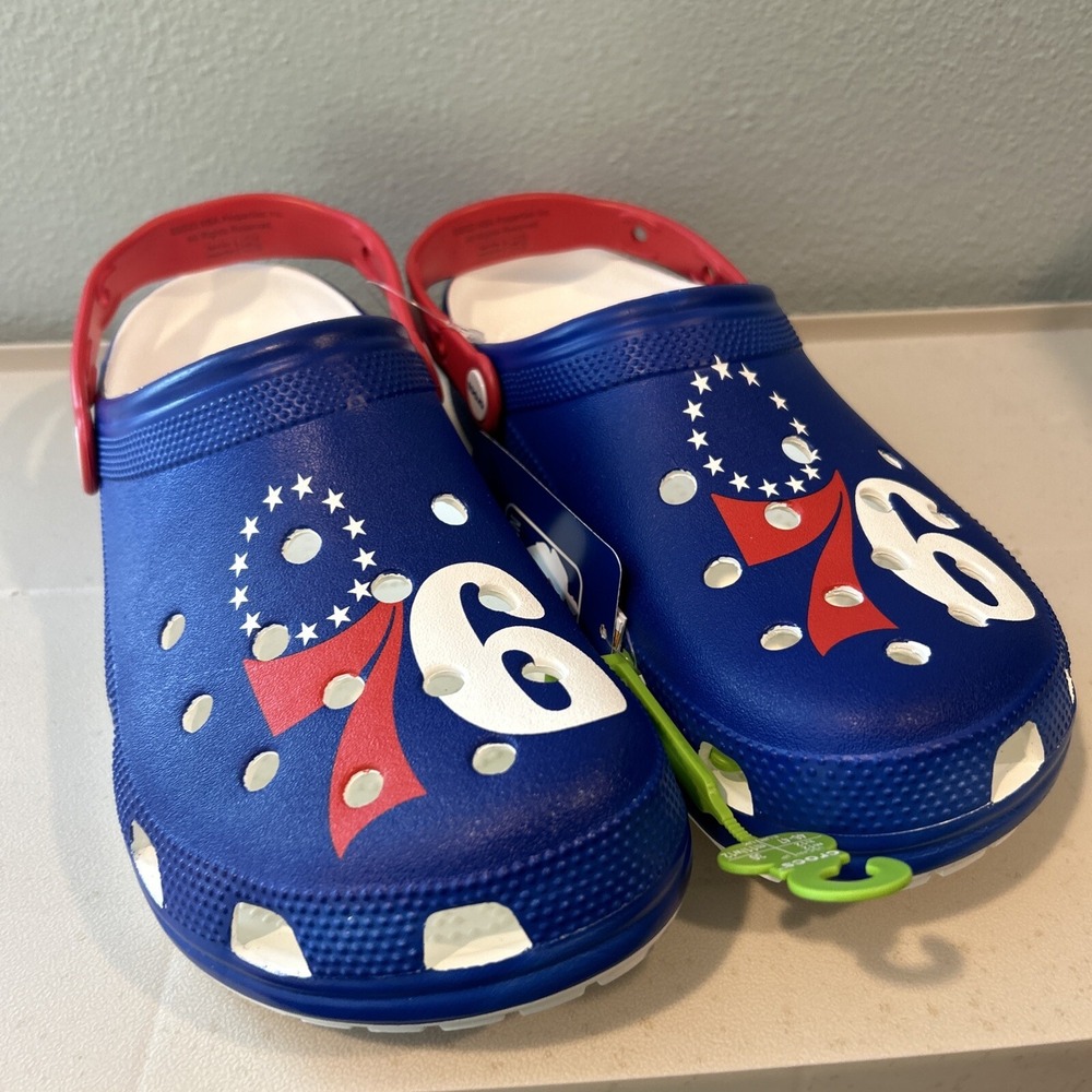 Crocs NBA Philadelphia 76ers Classic Clogs Mens Size 12 208901-100 BRAND NEW